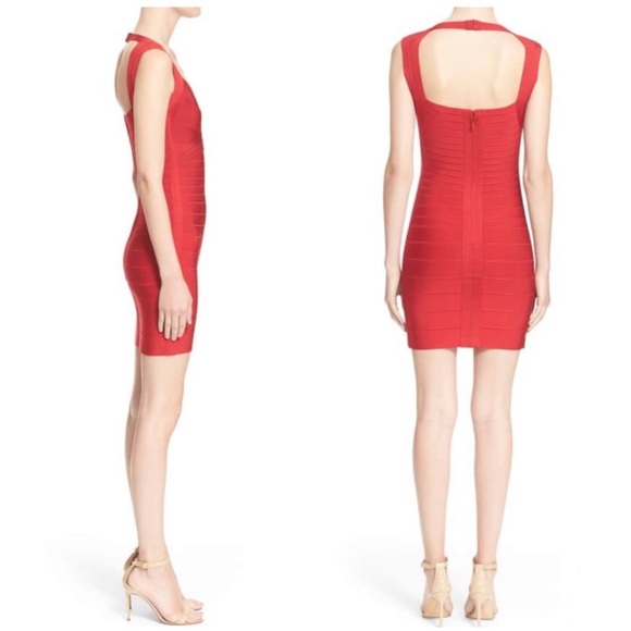 Herve Leger red open back bandage dress XS - Picture 2 of 6